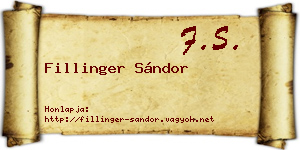 Fillinger Sándor névjegykártya